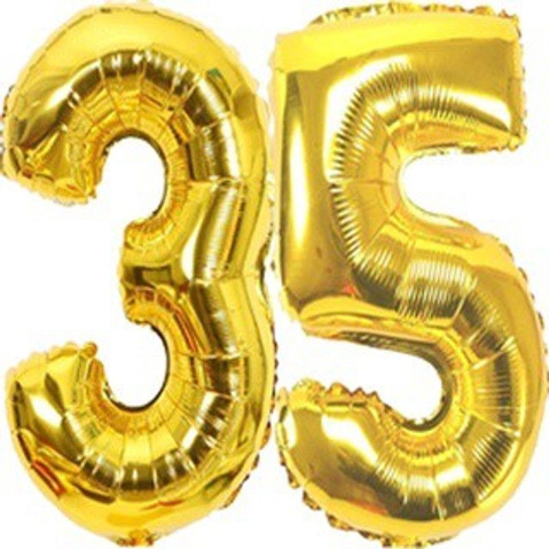 sky shot Solid Made in India 16"Inch 35 Year gold Foil Balloon for decoration. Balloon  (Gold, Pack of 2)