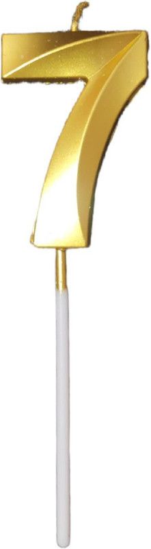 Giftzadda Cute 7 Number Golden Cake Topper Candle for 7th Birthday/ Anniversary Candle  (Gold, Pack of 1)