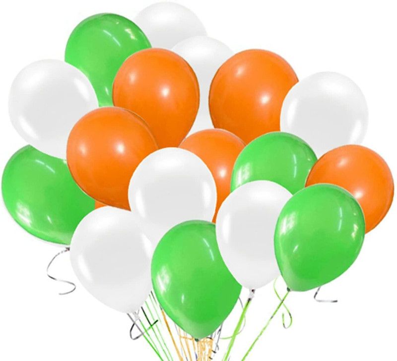 Viha Solid Pack of 30 Tri Color Balloon For Independence Day,, Republic Day Balloon  (Multicolor, Pack of 30)