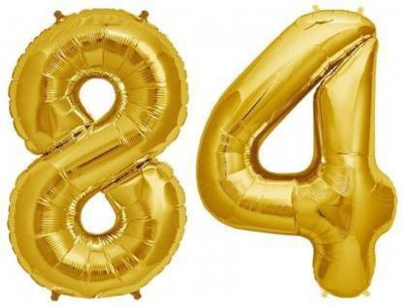 R K CREATIONS Solid Solid GOLDEN '84' (Eighty Four) Number/Digit/Numerical Foil Balloon Balloon  (Gold, Pack of 2)