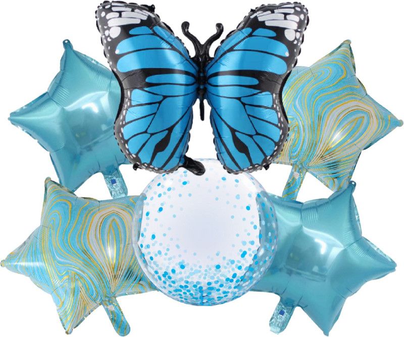 Party Decorz Printed PD6 Balloon  (Blue, Pack of 6)