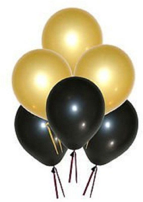 Lighter House Solid FK-616 Balloon  (Gold, Black, Pack of 100)
