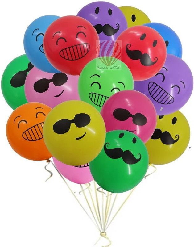 PartyballoonsHK Printed Smiley face Cartoon mixed Birthday Decoration ( Pack of 30) Balloon  (Multicolor, Pack of 1)