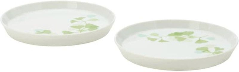 IKEA Side plate, leaf patterned white/green Half Plate  (Pack of 2, Microwave Safe)