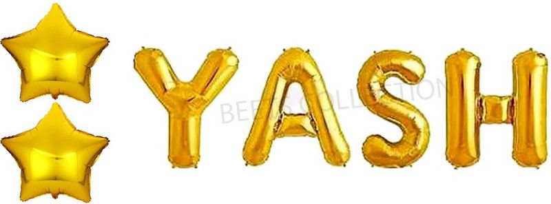 Shilpveda Solid YASH Name Letters foil Balloon names banner happy birthday party alphabet Balloon  (Yellow, Pack of 6)