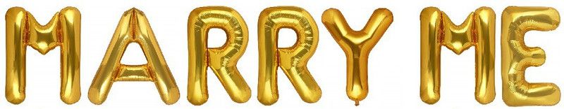 Stylewell Solid Golden Color Popular And Trending Name (Marry Me) 3D Foil Balloon  (Gold, Pack of 7)