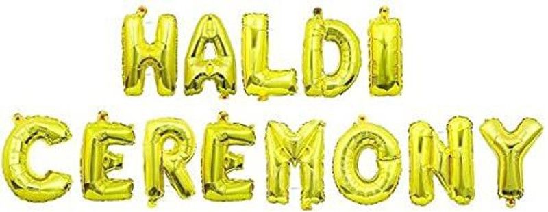 zerecord Solid HALDI CEREMONY NAME LETTER FOIL BALLOON '16'INCH (GOLD) Balloon  (Gold, Pack of 5)