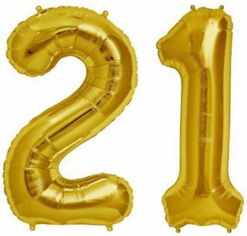 rdgadgets Solid Golden '21' Numerical Foil Letter Balloon  (Gold, Pack of 1)