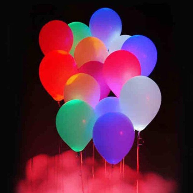 PartyDome Solid Normal LED Balloon  (Multicolor, Pack of 5)