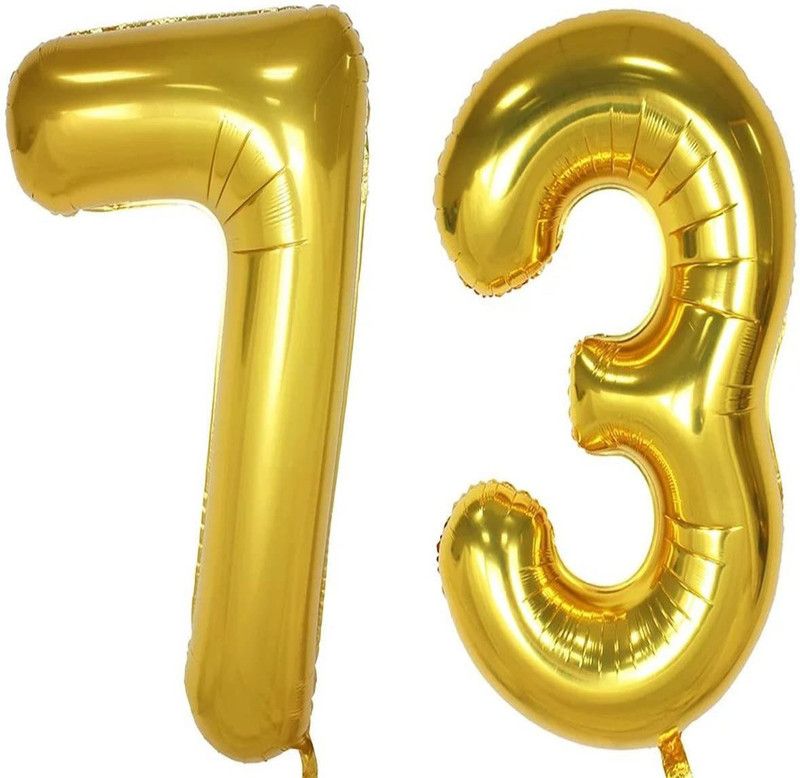 Bal samrat Solid "73" Decoration Number Foil Balloon For Birthday/Celebration/Surprise/Wedding Party Letter Balloon  (Gold, Pack of 2)