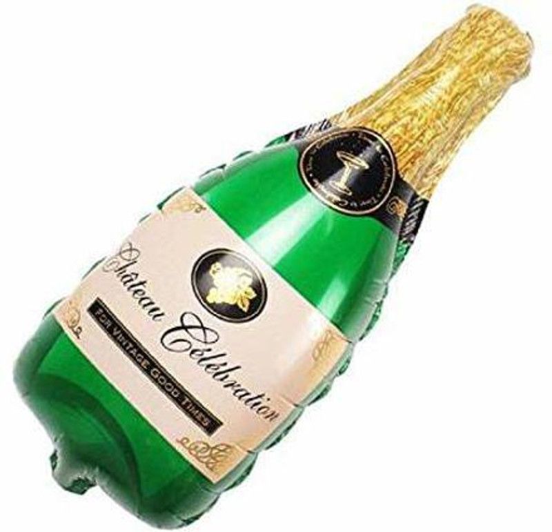 PopTheParty Solid Champagne Bottle " foil Balloon Balloon  (Green, Pack of 1)