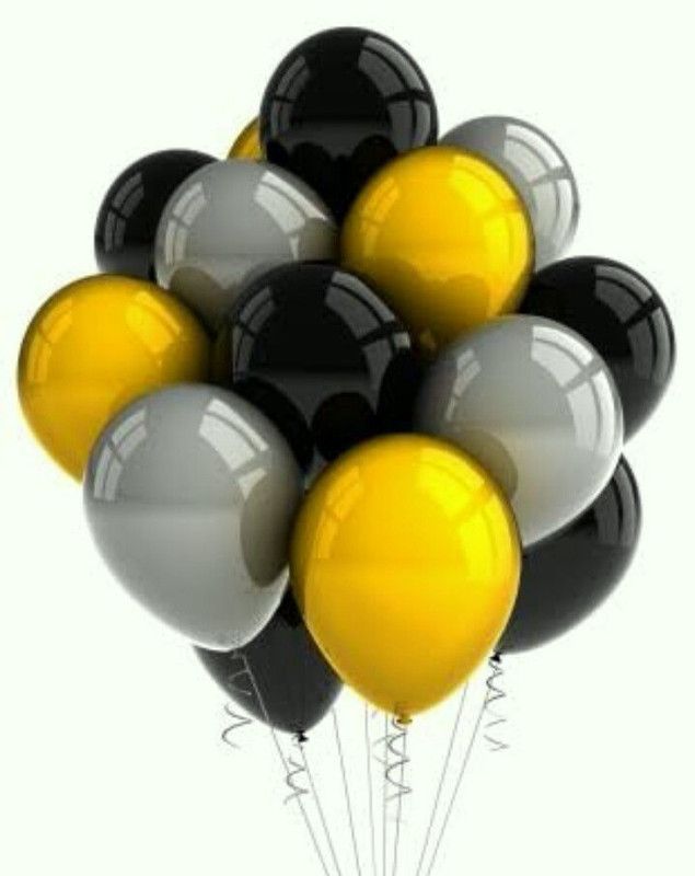 PartyballoonsHK Solid Metallic Black, Gold, Silver (Pack of 50) Balloon  (Silver, Black, Gold, Pack of 50)