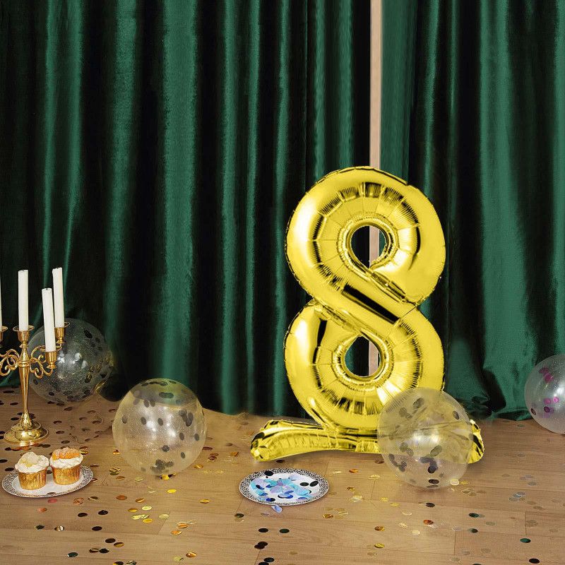 AMFIN Solid (Pack of 1) 32 inch Self Standing 8 Number Balloons Birthday Party Decoration Balloon  (Gold, Pack of 1)