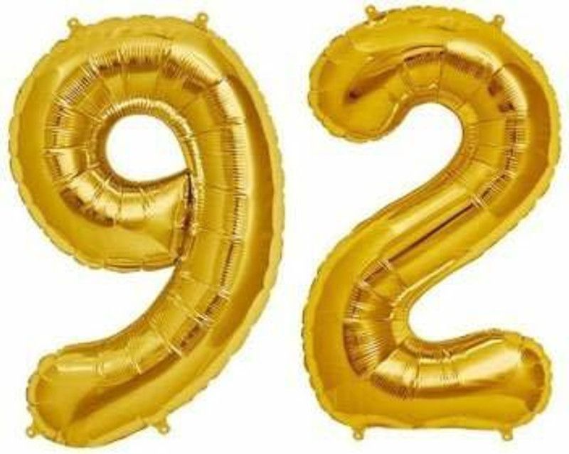 THRIVE REVIVE DRIVE Solid 92 Number Foil Balloon 16" Inches Balloon  (Gold, Pack of 2)
