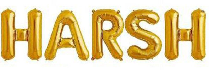 Bal samrat Solid "HARSH" Name Decoration Letter Foil Balloon For Birthday/Celebration/Surprise/Wedding Party Letter Balloon  (Gold, Pack of 5)