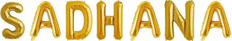 Bal samrat Solid SADHANA Name Golden Letter Foil Balloon for Birthday party celebration Letter Balloon  (Gold, Pack of 7)