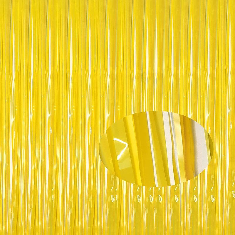 houseparty Yellow Foil Curtain (Pack of 3) Metallic Backdrop Streamer for BirthdayParty Decoration