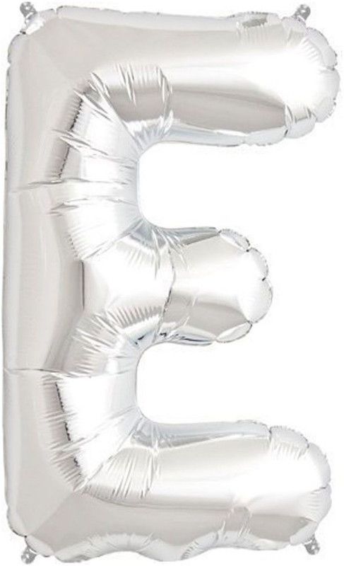 FUNCART Solid 30'' Foil Balloon Letter "E" of Alphabets - Silver Balloon  (Silver, Pack of 1)