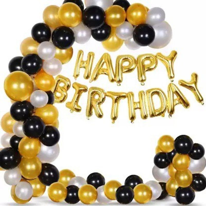 RRHR SALES Solid Solid Happy Birthday Foil Balloon Metallic Balloons Letter Balloon Letter Balloon  (Multicolor, Pack of 62)