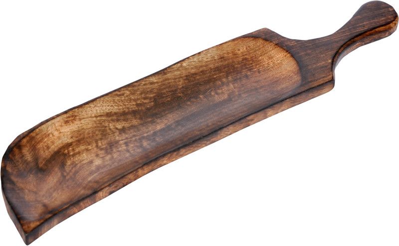 All About Wood Wooden Snack Serving Dish Tray Plate for Home/Café ( Mango Wood, 18 x 3.5 Inches) Half Plate