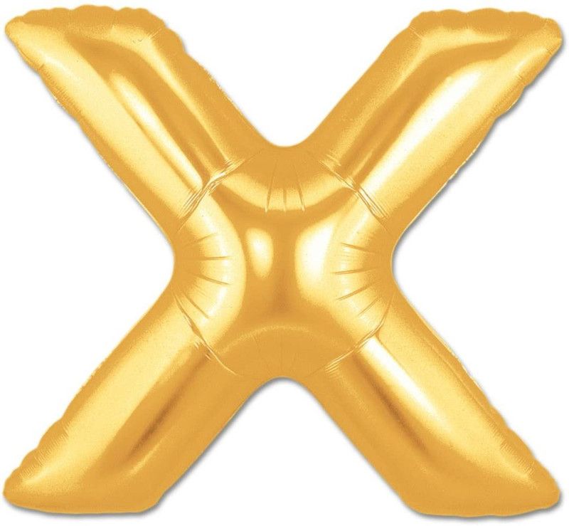 Neevaza Solid X_Baloon Letter Balloon  (Gold, Pack of 1)