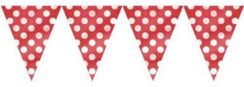 Starrenterprisess Red Polka Doted Flag Banner For Decoration Banner  (8.2 ft, Pack of 1)