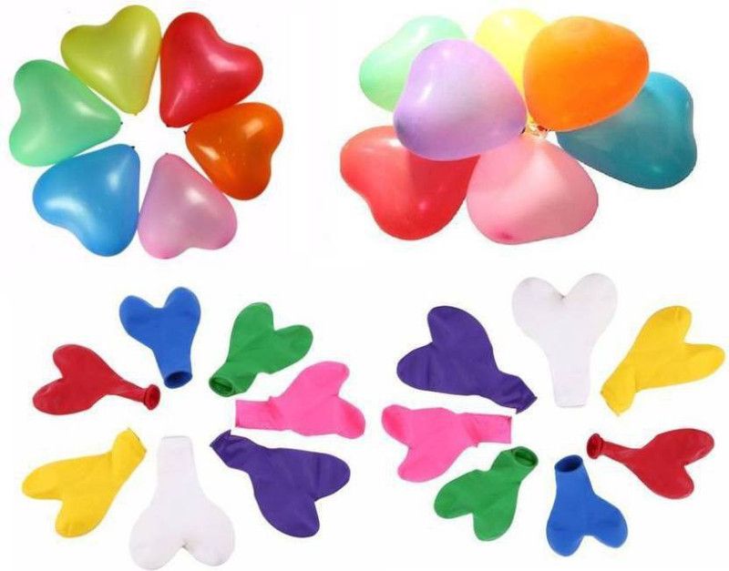 Mehta Solid Heart Shape Multicolor Balloons - Extra Premium Quality (30 Pcs) Balloon  (Multicolor, Pack of 30)