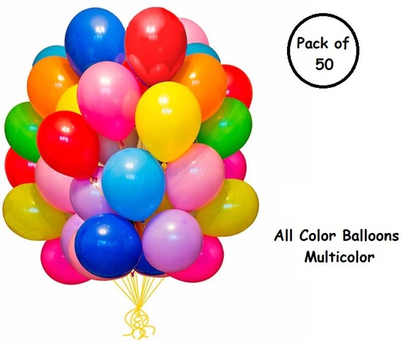 Om Sales Solid Multicolor Metallic Balloons Combo for party & Decoration Balloon  (Multicolor, Pack of 50)