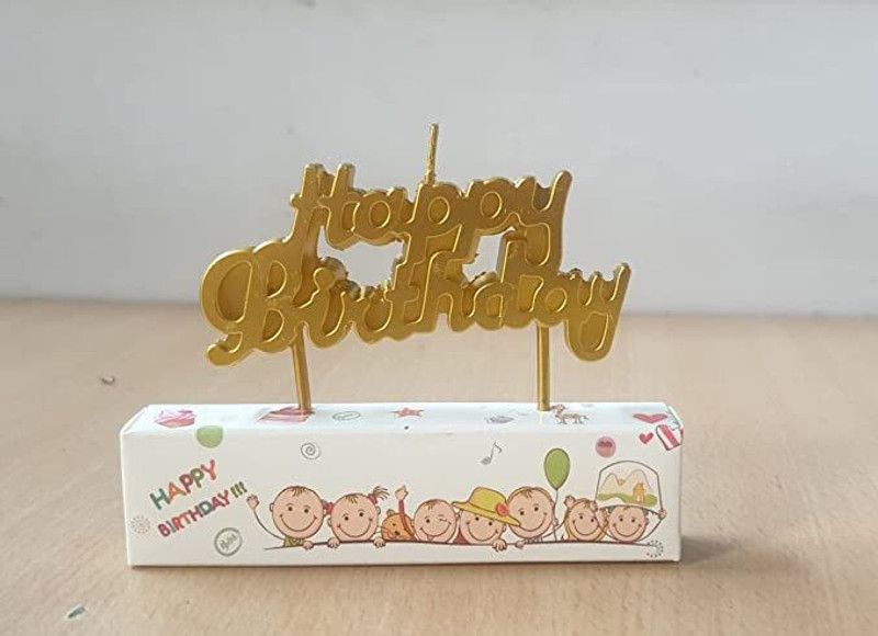 Shark To Do Beautifully Design Gold Happy Birthday Candle. "Happy Birthday". Candle  (Gold, Pack of 1)