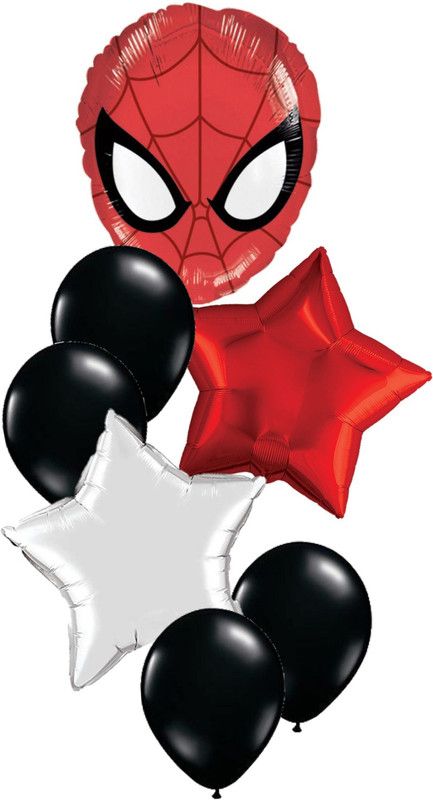 BashNSplash Printed Birthday Balloon Spiderman birthday Party balloon Balloon  (Multicolor, Red, Black, White, Pack of 7)