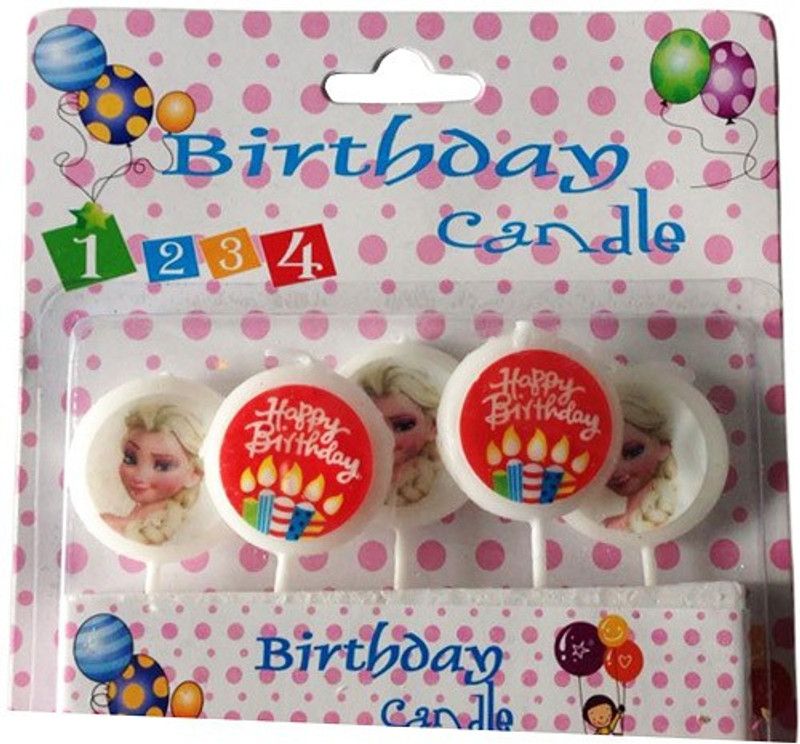 FUNCART Frozen 5 pcs face happy Birthday Candles Candle  (Multicolor, Pack of 1)