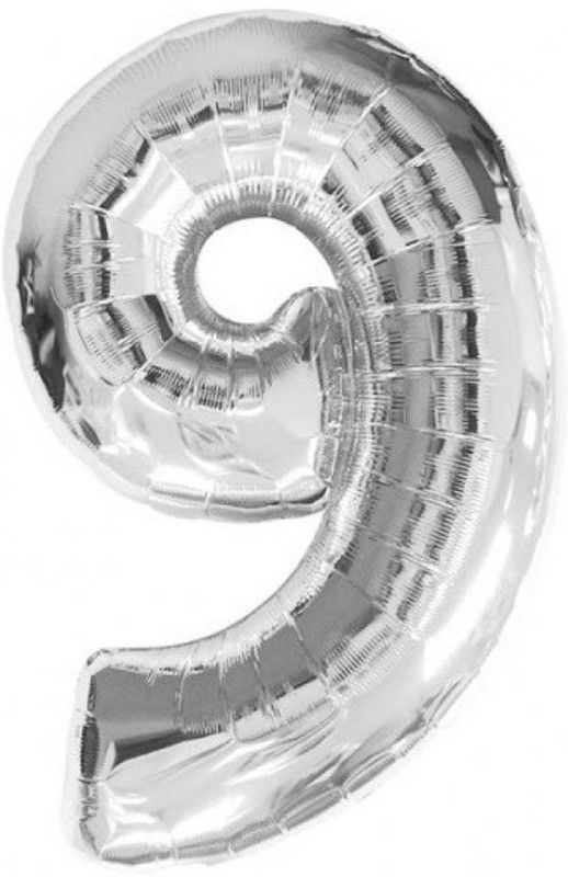 AARK PLANET Solid Number 9 Foil Balloon for Kid's Birthday Party (Silver, 16-inch, Large) Balloon  (Silver, Pack of 1)