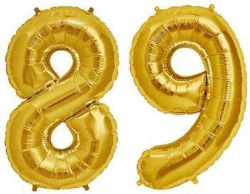 Bal samrat Solid "89" Decoration Number Foil Balloon For Birthday/Celebration/Surprise/Wedding Party Letter Balloon  (Gold, Pack of 2)