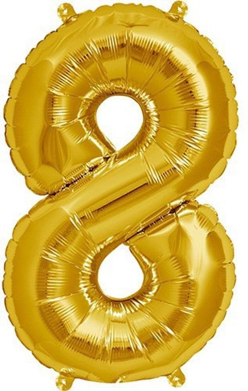 Neevaza Solid 8 Number Foil Balloon in Golden Color For Birthday|Anniversary|(Size - 32") Balloon  (Gold, Pack of 1)