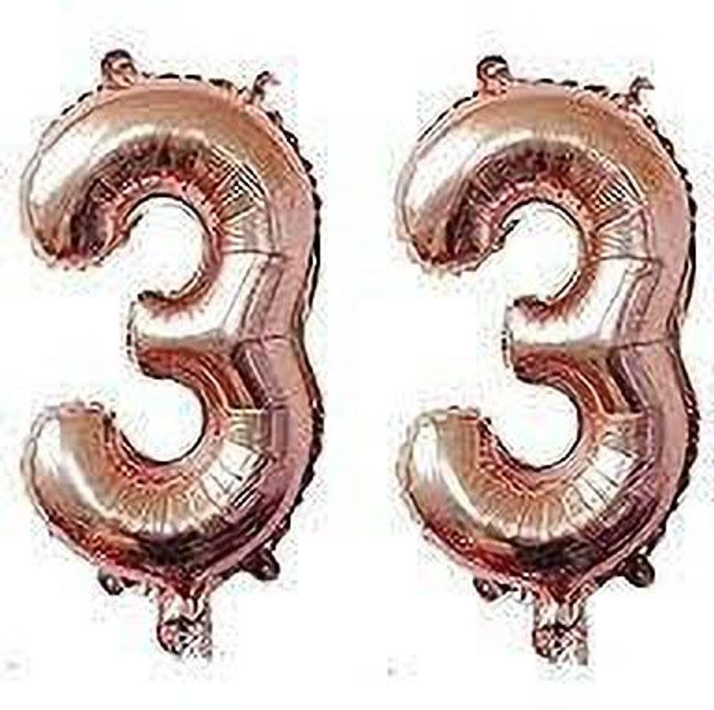 sky shot Solid Made in India 16"Inch 33 Year Rose gold Foil Balloon for Decoration item etc. Balloon  (Multicolor, Pack of 2)