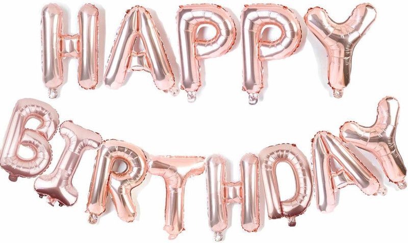 Crackles Solid Rose Gold Happy Birthday Letter Balloon Set|Birthday Decoration|Happy Birthday Letter Balloon  (Pink, Pack of 1)