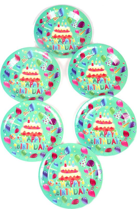 FUNCART Frolic Birthday Theme 9 Inch Quarter Plate  (Pack of 6)