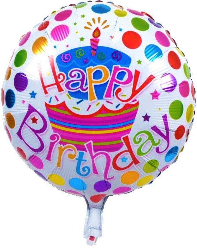 Ziggle Printed 4 pcs Happy birthday Foil balloons theme Happy birthday theme birthday party polka dotted Balloon  (Multicolor, Pack of 4)