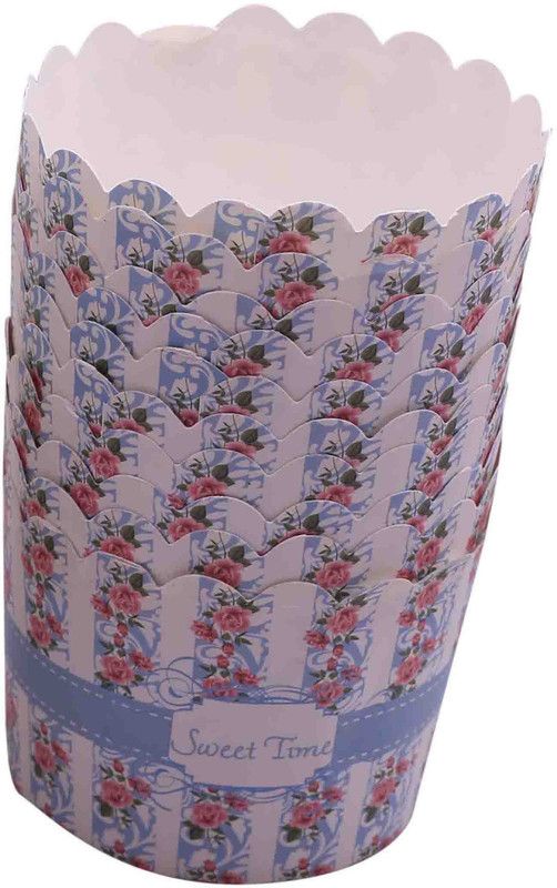 FUNCART Blue foral sweet time cupcake wrappers (pack of 10) Cupcake paper Gift Wrapper  (Mutlicolor)