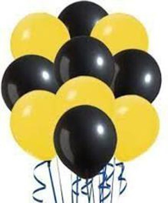 HARDATAR Solid HD Metallic Finish Yellow, Black Pack of 30 Balloons for Birthday / Anniversary Party Decoration Balloon  (Yellow, Black, Pack of 30)