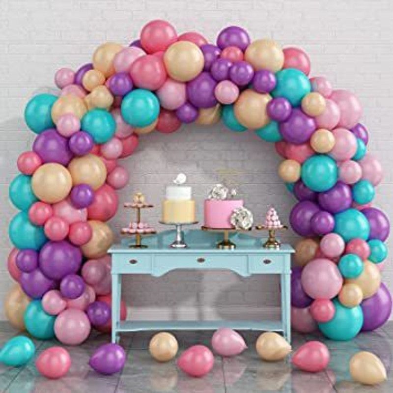 R G ACCESORIES Solid Light Pink Dark Pink Turquoise Peach Purple Balloon Kit Of 51 Pcs For Decoration Balloon  (Multicolor, Pack of 51)