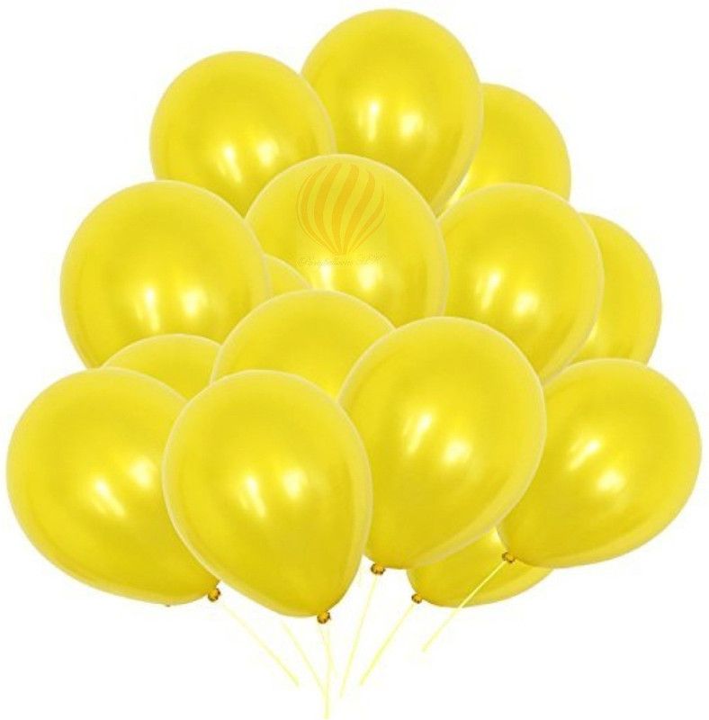 PartyballoonsHK Solid Metallic Yellow Birthday Party Decoration ( Pack Of 25) Balloon  (Yellow, Pack of 1)