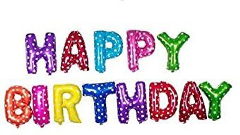 Penwala Solid Happy Birthday Letter Foil Balloon Set (Multi Color) 13 Letters Balloon  (Multicolor, Pack of 1)