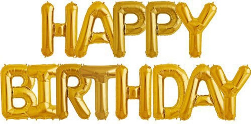Tiank Innovation Solid XL Happy Birthday Letter Foil Balloon Banner for Birthday Party Decoration Balloon  (Gold, Pack of 13)
