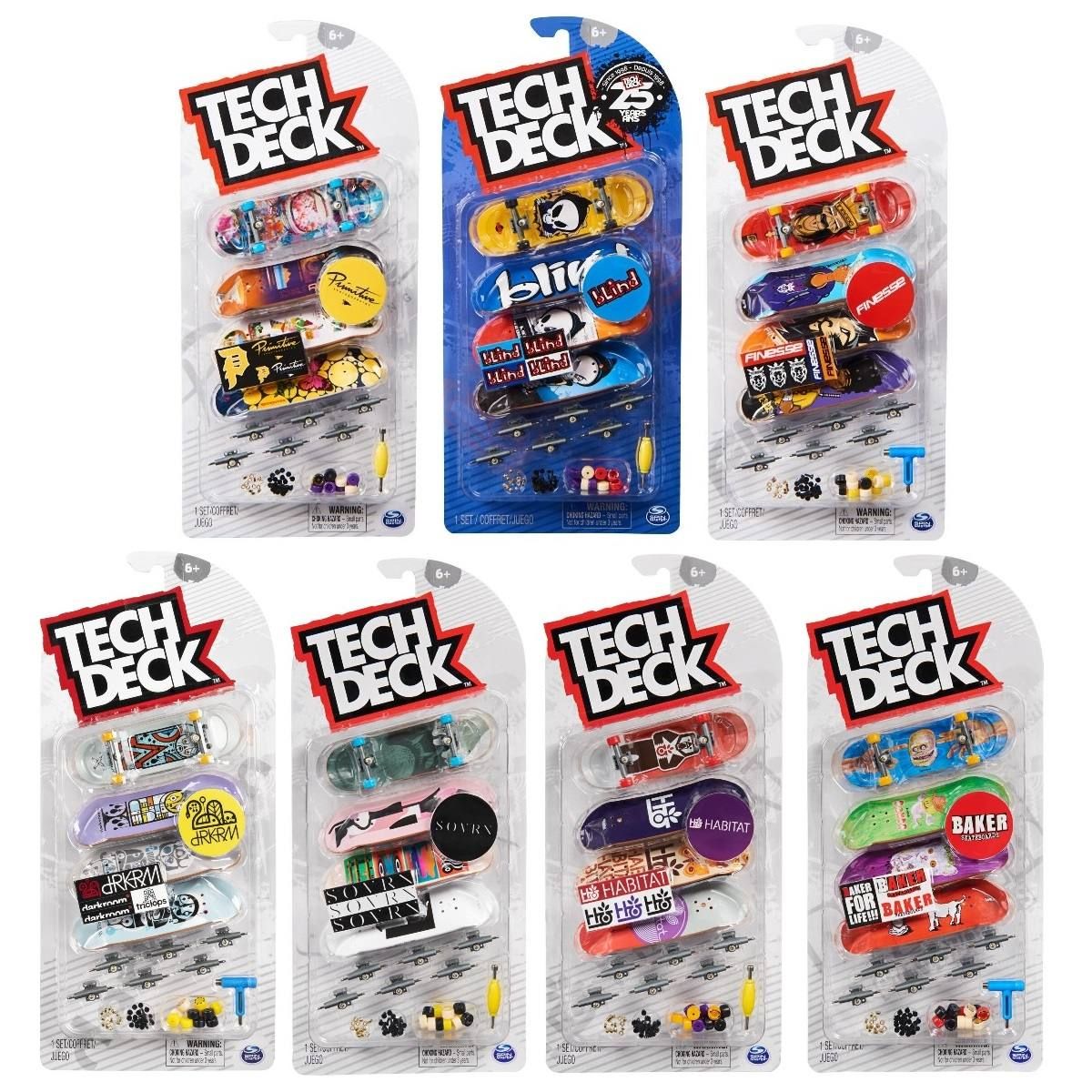 4 Pack Tech Deck 96mm Fingerboard - Assorted