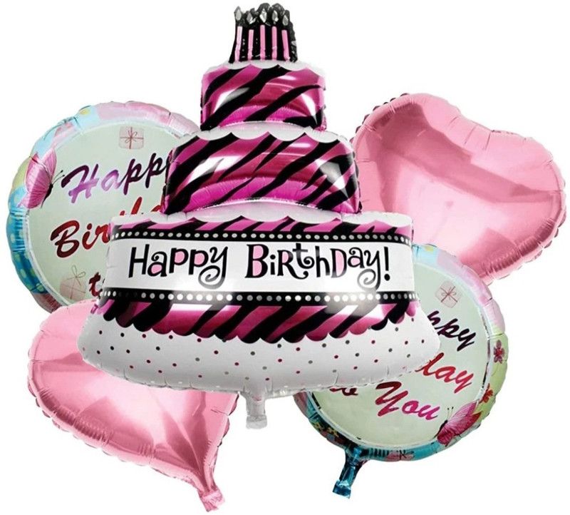 YCBK Printed HBD 5PCS SET Balloon  (Multicolor, Pack of 5)