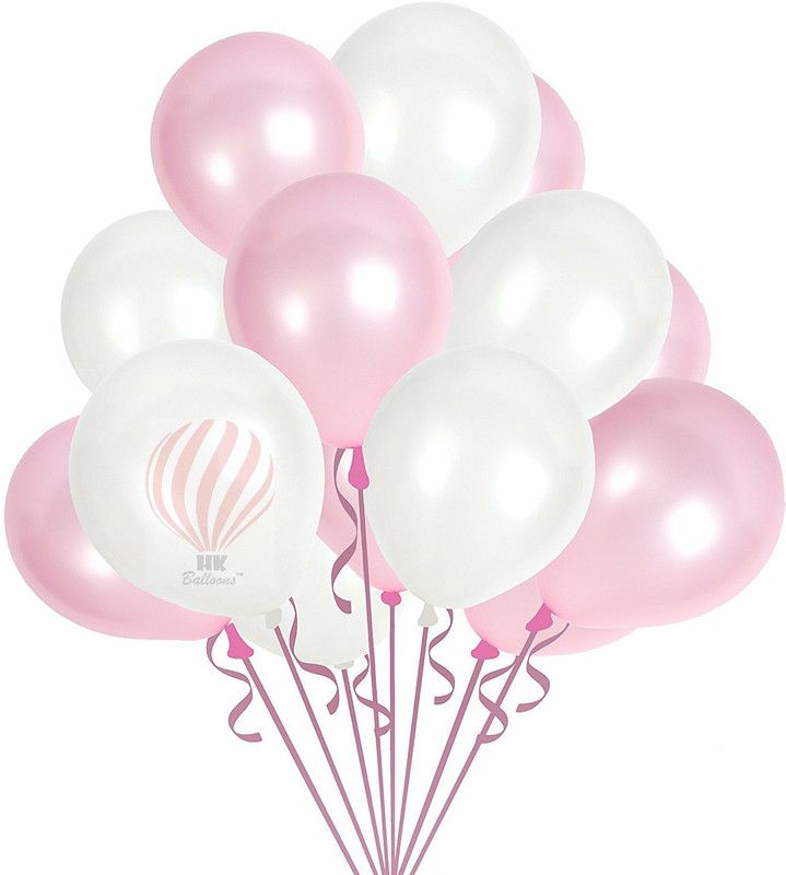 PartyballoonsHK Solid 100pcs Metallic White Assorted | Top Quality Thick Party Decorations For Birthdays Anniversaries Weddings by Treasures Gifted Balloon  (White, Pink, Pack of 1)