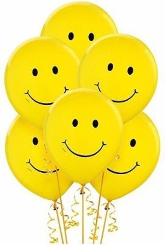 FUNCART Printed Smiley Balloon  (Yellow, Pack of 5)