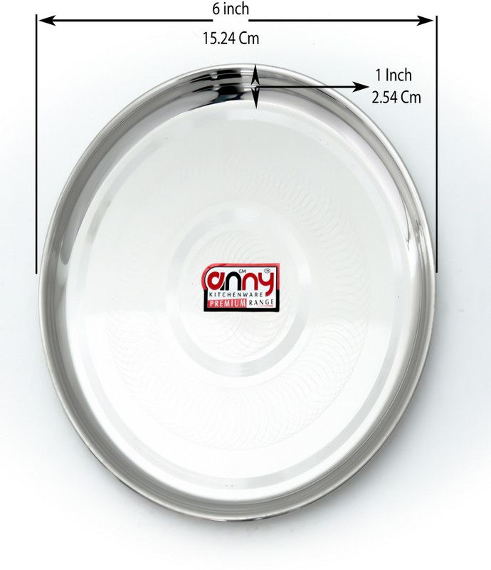 Anny Stainless Steel Begi China Plates Set Of 2 (8 Inch) Half Plate  (Pack of 2)