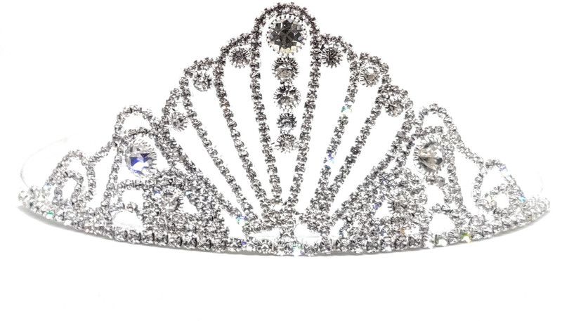 GEMSJEWEL Crown & Tiara  (Silver, Pack of 1)